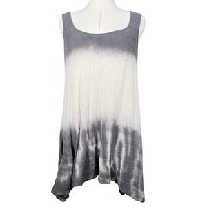 Blu Pepper Ombre Dip Dye Sharkbite Hem Tunic Tank Top Womens Large